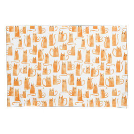 Orange Cat Pattern Kissenbezug