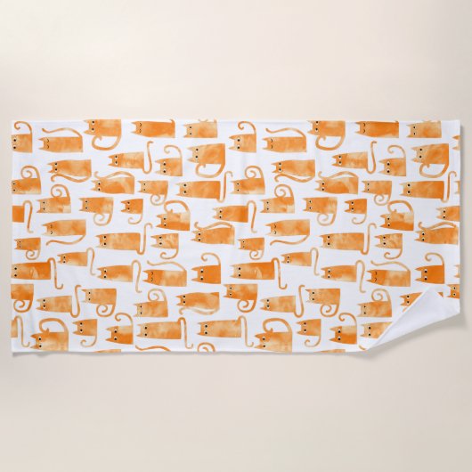 Orange Cat Pattern Strandtuch (Vorderseite)