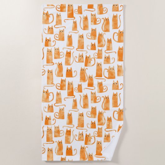 Orange Cat Pattern Strandtuch (Vorderseite)