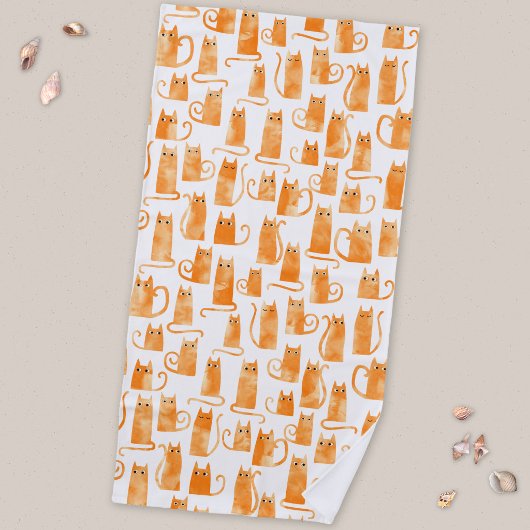 Orange Cat Pattern Strandtuch
