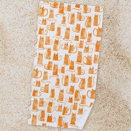 Orange Cat Pattern Strandtuch