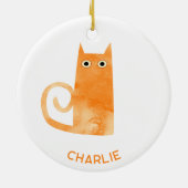 Orange Cat Personalisiert Keramik Ornament (Hinten)