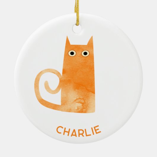 Orange Cat Personalisiert Keramik Ornament (Hinten)