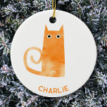 Orange Cat Personalisiert Keramik Ornament<br><div class="desc">Niedliche und leicht alarmierte kleine Aquarellorange-Ingwer-Katze,  perfekt für Tierfreunde. Originelle Kunst von Nic Squirrell. Ändern Sie den Namen oder entfernen Sie ihn,  wenn Sie es vorziehen,  anzupassen.</div>