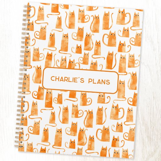 Orange Cat Personalisiert Planer