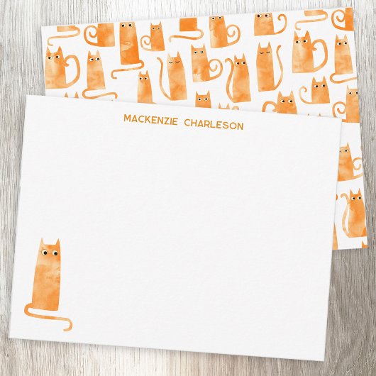 Orange Cat Personalisiert Stationery Mitteilungskarte
