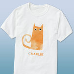 Orange Cat Personalisiert T-Shirt<br><div class="desc">Niedliche und leicht alarmierte kleine Aquarellorange-Ingwer-Katze,  perfekt für Tierfreunde. Originelle Kunst von Nic Squirrell. Ändern Sie den Namen oder entfernen Sie ihn,  wenn Sie es vorziehen,  anzupassen.</div>