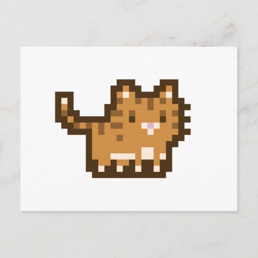 Orange Cat Pixel Art Postcard Postkarte (Vorderseite)