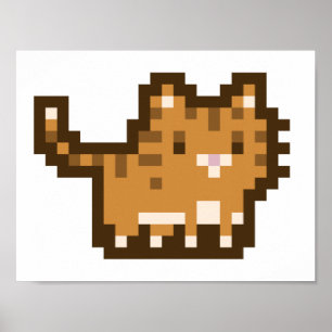 Orange Cat Pixel Art Wide Poster