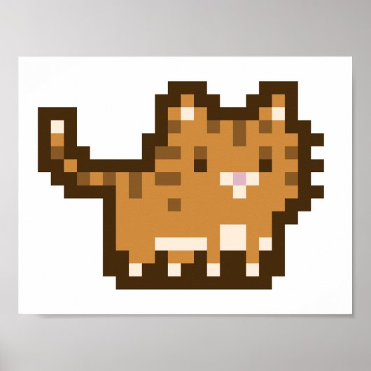 Orange Cat Pixel Art Wide Poster (Vorne)