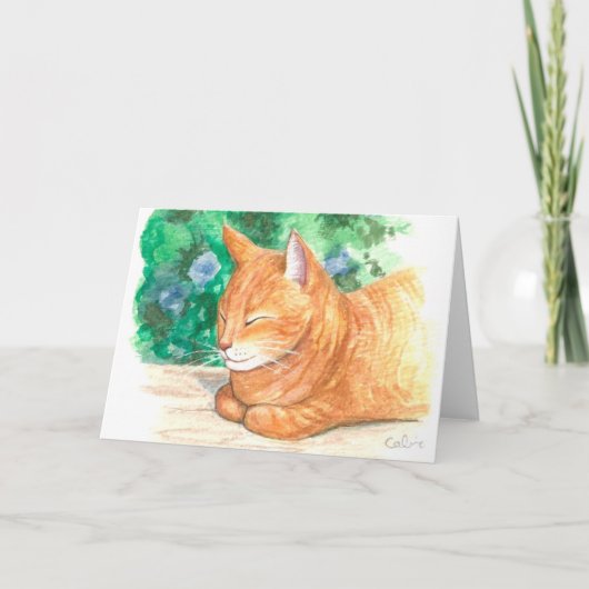 "Orange Cat Relaxing." Grußkarte Karte (Vorderseite)