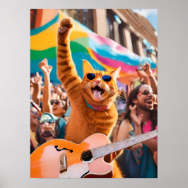 Orange Cat Rocker Poster
