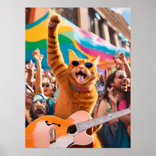 Orange Cat Rocker Poster