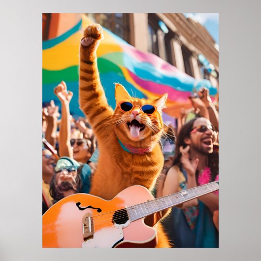 Orange Cat Rocker Poster (Vorne)