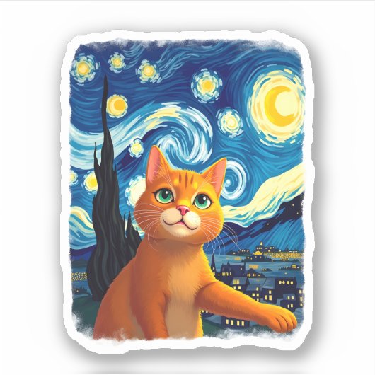 Orange Cat Selfie Starry Night Cat Mama Cat Lovers Aufkleber (Vorderseite)