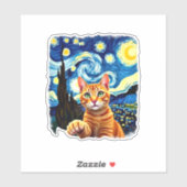 Orange Cat Selfie Starry Night Cat Mama Cat Lovers Aufkleber (Blatt)