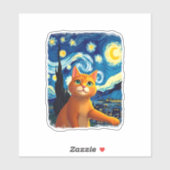 Orange Cat Selfie Starry Night Cat Mama Cat Lovers Aufkleber (Blatt)
