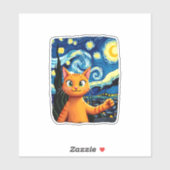 Orange Cat Selfie Starry Night Cat Mama Cat Lovers Aufkleber (Blatt)