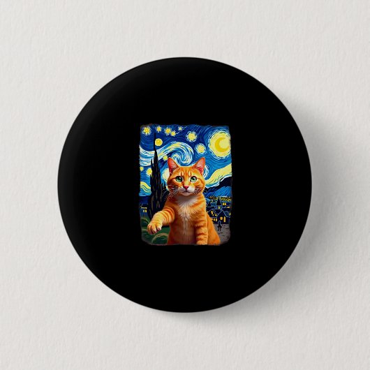 Orange Cat Selfie Starry Night Cat Mama Cat Lovers Button (Vorderseite)