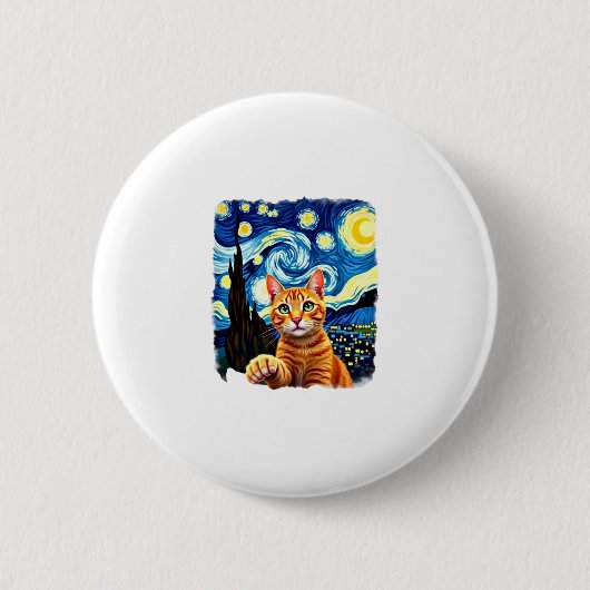 Orange Cat Selfie Starry Night Cat Mama Cat Lovers Button (Vorderseite)