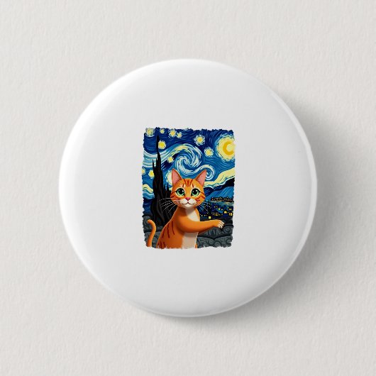 Orange Cat Selfie Starry Night Cat Mama Cat Lovers Button (Vorderseite)