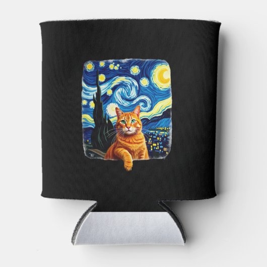 Orange Cat Selfie Starry Night Cat Mama Cat Lovers Dosenkühler (Vorderseite)