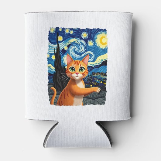 Orange Cat Selfie Starry Night Cat Mama Cat Lovers Dosenkühler (Vorderseite)