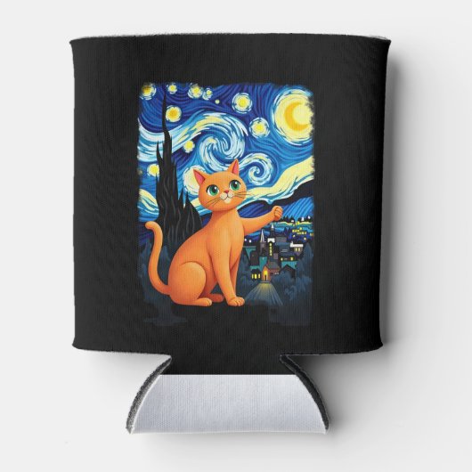 Orange Cat Selfie Starry Night Cat Mama Cat Lovers Dosenkühler (Vorderseite)