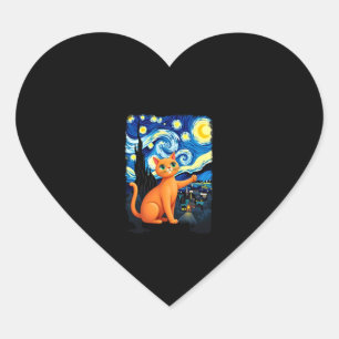 Orange Cat Selfie Starry Night Cat Mama Cat Lovers Herz-Aufkleber