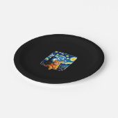 Orange Cat Selfie Starry Night Cat Mama Cat Lovers Pappteller (Schrägansicht)