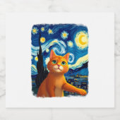 Orange Cat Selfie Starry Night Cat Mama Cat Lovers Schaumweinetikett (Einzelnes Label)