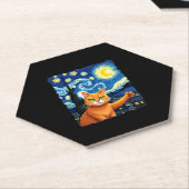 Orange Cat Selfie Starry Night Cat Mama Cat Lovers Untersetzer (angewinkelt)