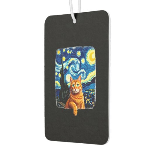Orange Cat Selfie Starry Night Cat Mom Cat Lovers Autolufterfrischer (Links)