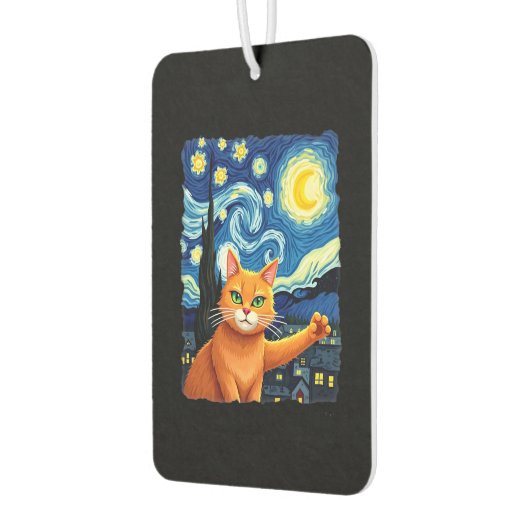 Orange Cat Selfie Starry Night Cat Mom Cat Lovers Autolufterfrischer (Links)