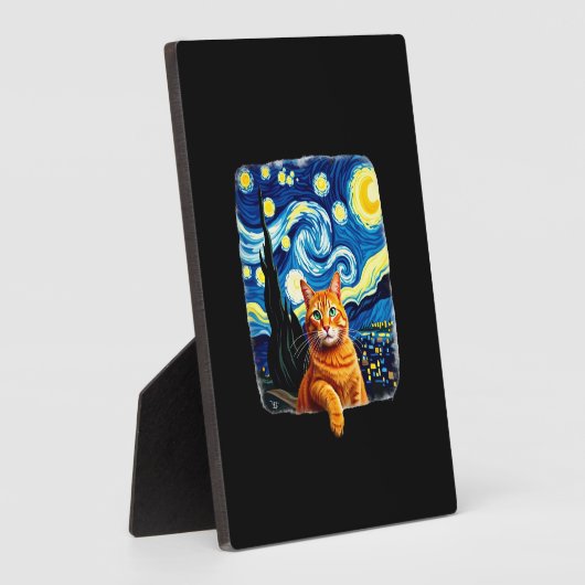 Orange Cat Selfie  Starry Night Cat Mom Cat Lovers Fotoplatte (Seite)