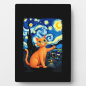 Orange Cat Selfie  Starry Night Cat Mom Cat Lovers Fotoplatte (Vorderseite)