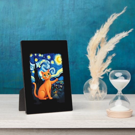 Orange Cat Selfie  Starry Night Cat Mom Cat Lovers Fotoplatte (Seite)