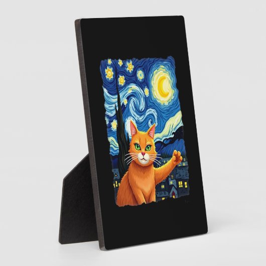 Orange Cat Selfie  Starry Night Cat Mom Cat Lovers Fotoplatte (Seite)