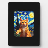 Orange Cat Selfie  Starry Night Cat Mom Cat Lovers Fotoplatte (Vorderseite)