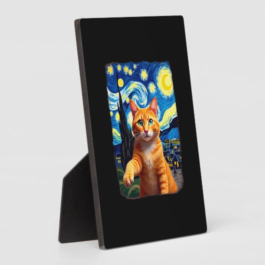 Orange Cat Selfie  Starry Night Cat Mom Cat Lovers Fotoplatte (Seite)