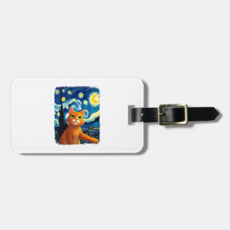 Orange Cat Selfie  Starry Night Cat Mom Cat Lovers Gepäckanhänger