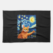 Orange Cat Selfie Starry Night Cat Mom Cat Lovers Geschirrtuch (Horizontal)