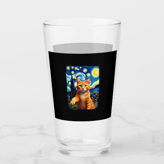 Orange Cat Selfie Starry Night Cat Mom Cat Lovers Glas (Vorderseite)