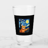 Orange Cat Selfie Starry Night Cat Mom Cat Lovers Glas (Vorderseite)