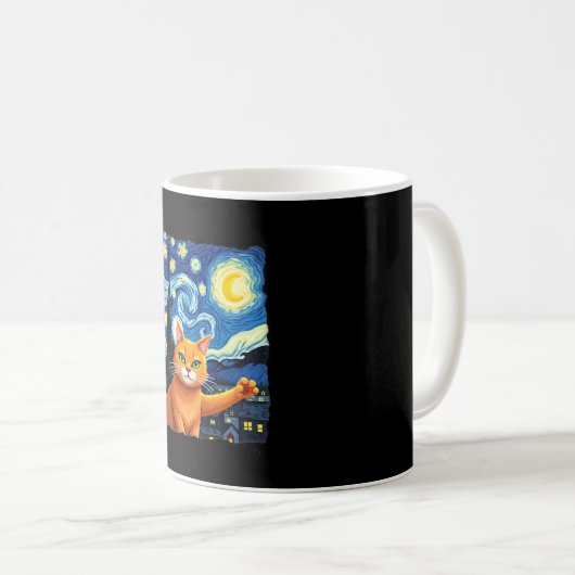 Orange Cat Selfie Starry Night Cat Mom Cat Lovers Kaffeetasse (VorderseiteRechts)