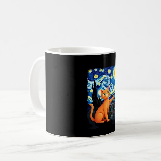 Orange Cat Selfie Starry Night Cat Mom Cat Lovers Kaffeetasse (Vorderseite Links)