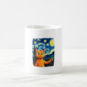 Orange Cat Selfie Starry Night Cat Mom Cat Lovers Kaffeetasse (Mittel)