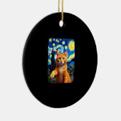 Orange Cat Selfie Starry Night Cat Mom Cat Lovers Keramik Ornament (Rechts)