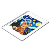 Orange Cat Selfie Starry Night Cat Mom Cat Lovers Notizblock (Linke Seite)