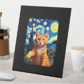 Orange Cat Selfie Starry Night Cat Mom Cat Lovers Sockelschild (In Situ)